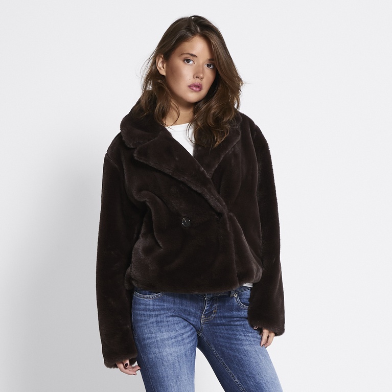 Faux fur jacket "Mary" Brown